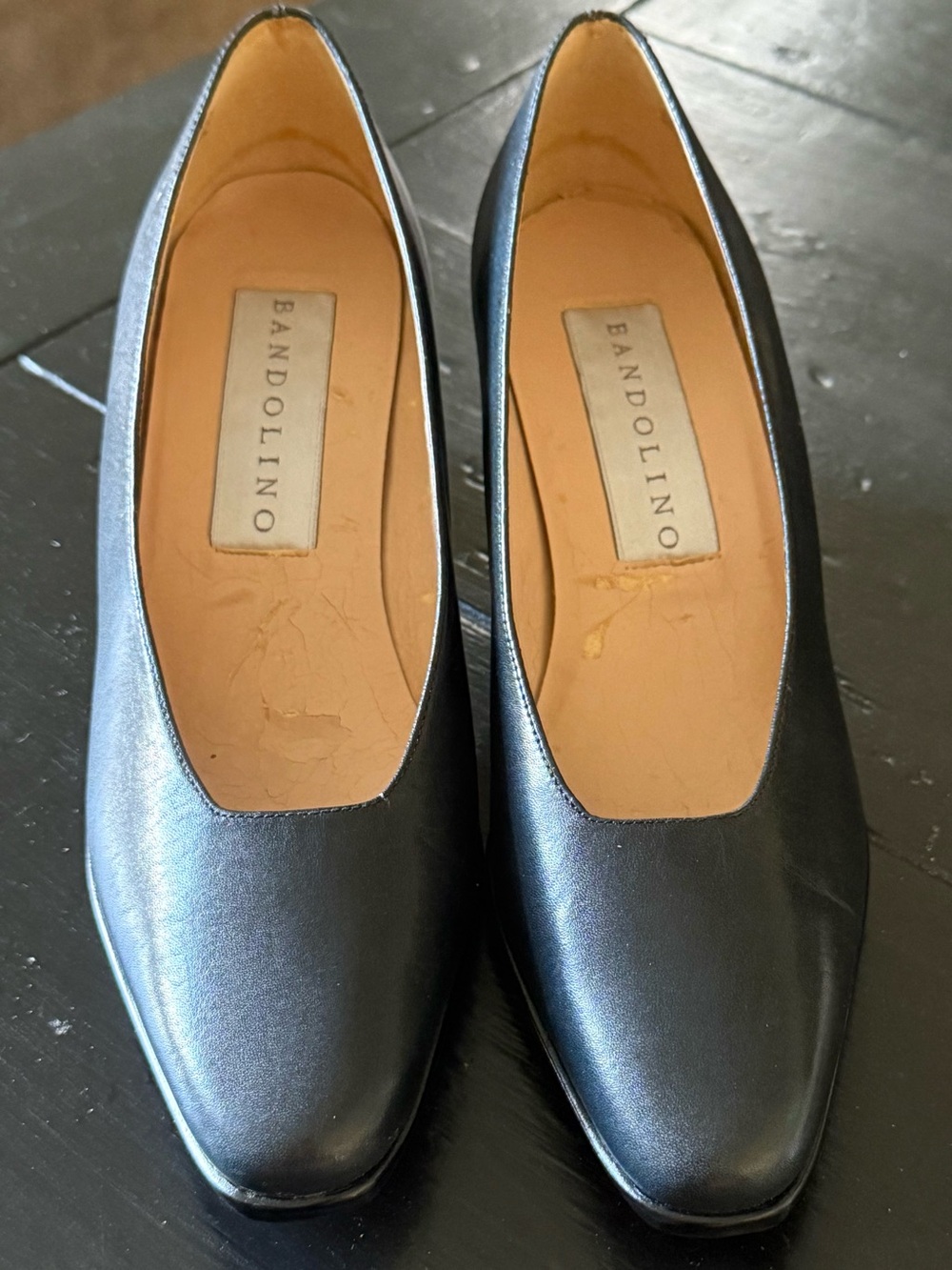 Bandolino “Cousin” Leather Rounded-Square Toe Heels